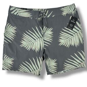 Brixton Temple Swim Trunks Mens Size 38 Tropical Fern Print 18"